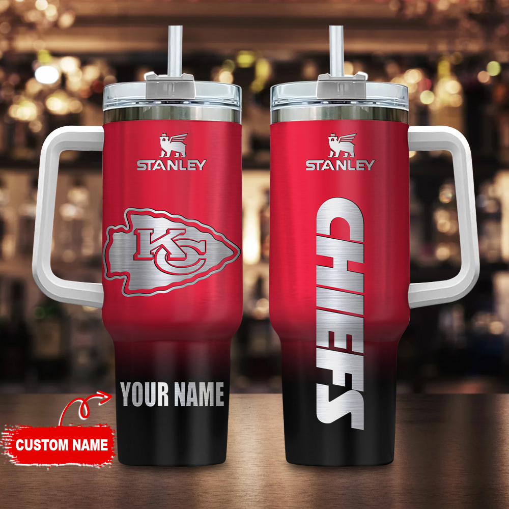 Kansas City Chiefs NFL Custom Stanley Quencher 40oz Stainless Steel Tumbler With Handle