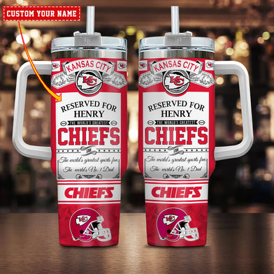 Kansas City Chiefs NFL Custom Stanley Quencher 40oz Stainless Steel Tumbler With Handle