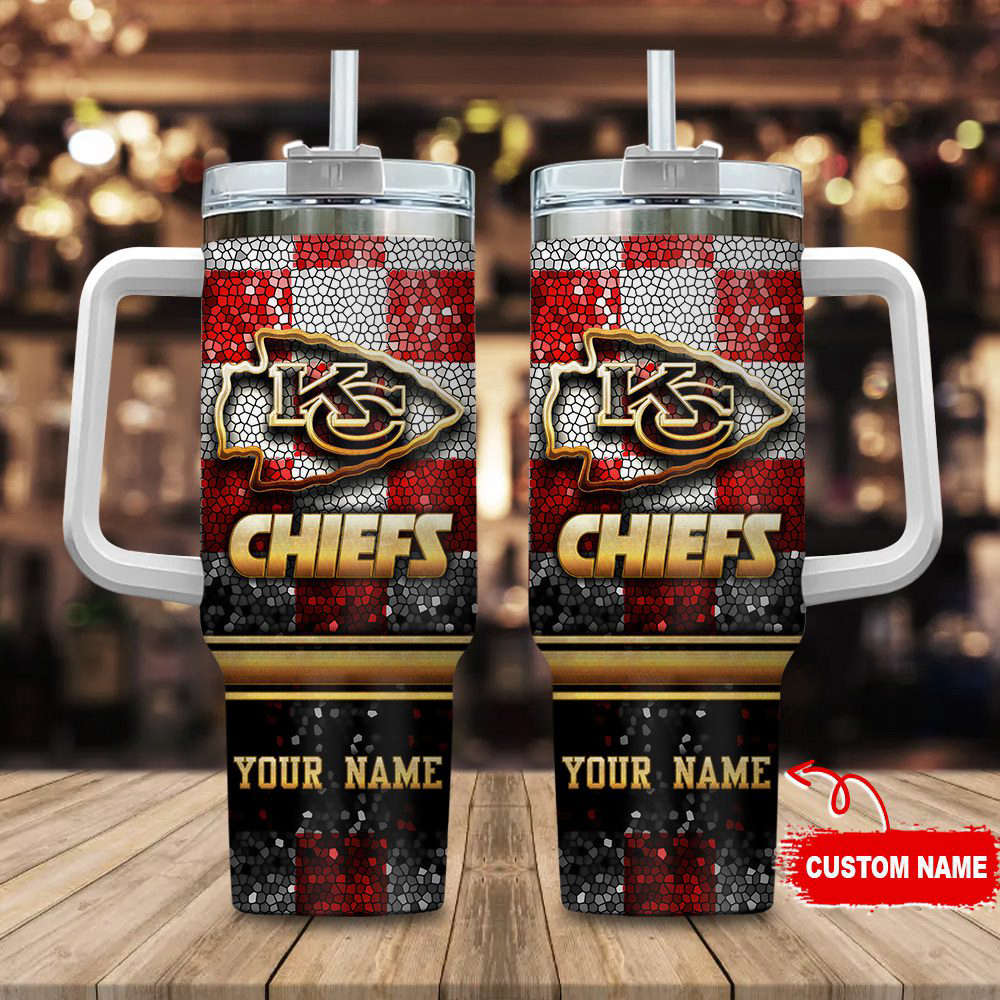 Kansas City Chiefs NFL Custom Stanley Quencher 40oz Stainless Steel Tumbler With Handle
