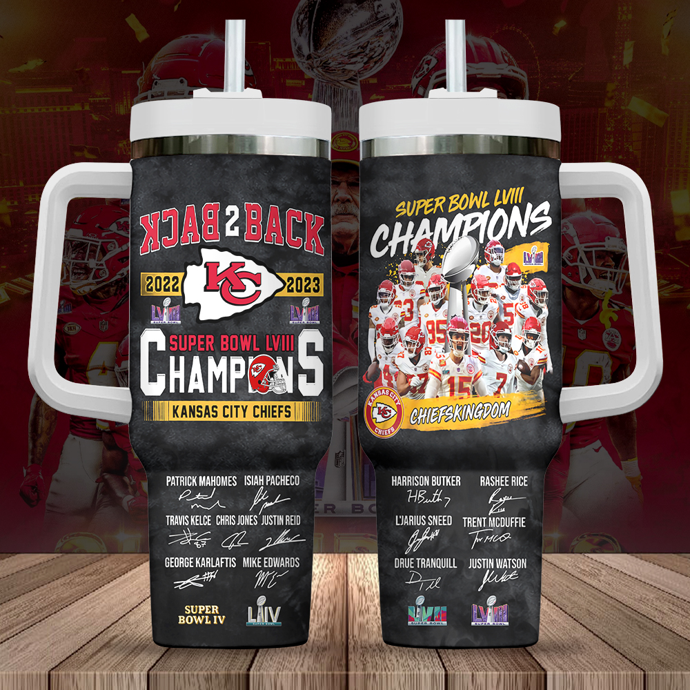 Kansas City Chiefs NFL Custom Stanley Quencher 40oz Stainless Steel Tumbler With Handle