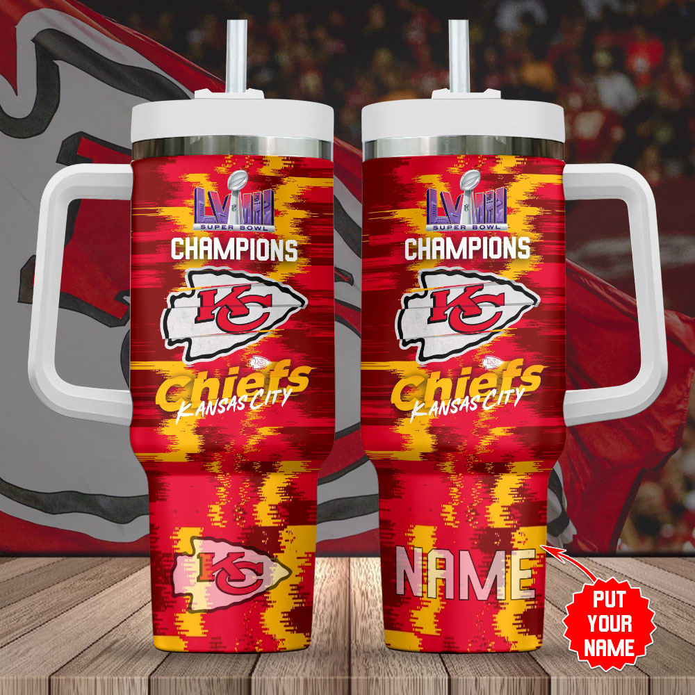 Kansas City Chiefs NFL Custom Stanley Quencher 40oz Stainless Steel Tumbler With Handle