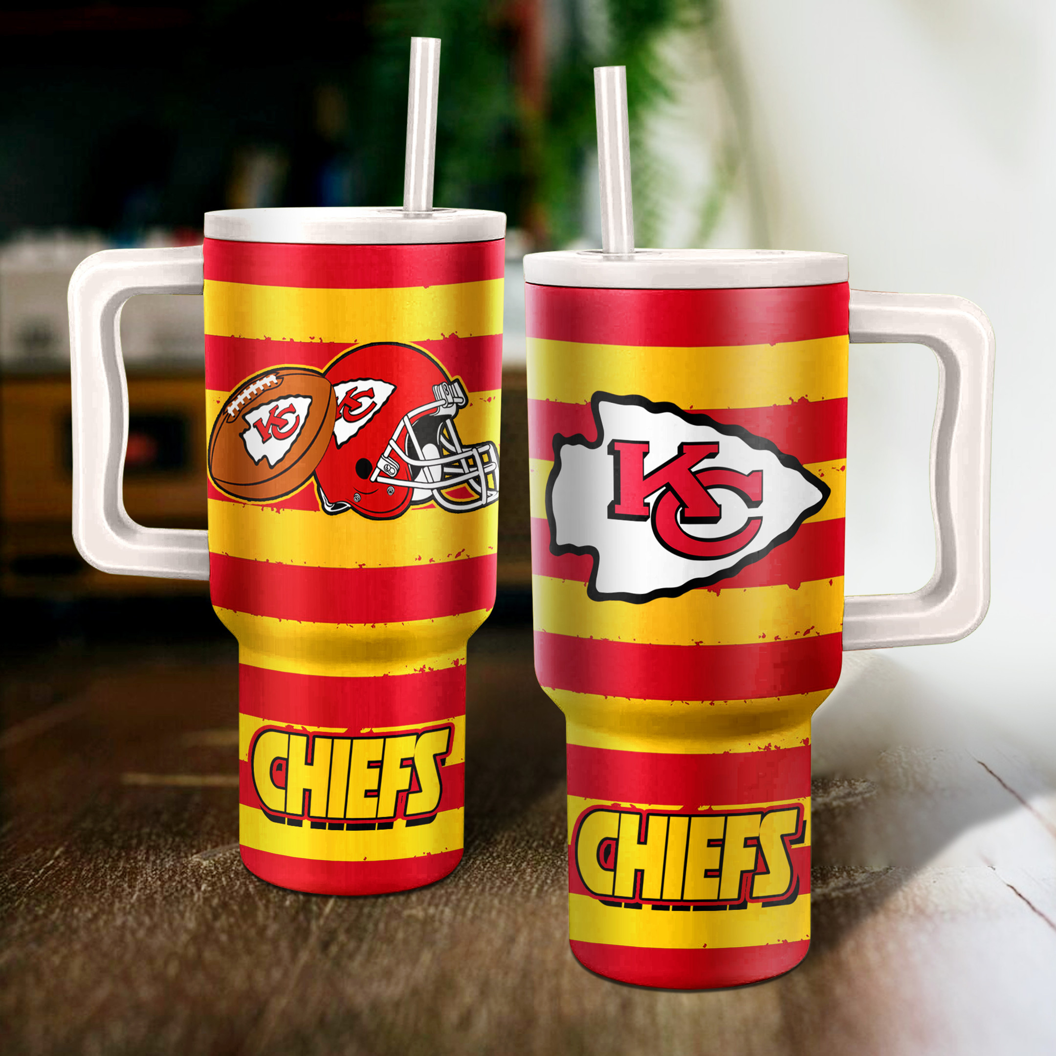 Kansas City Chiefs NFL Custom Stanley Quencher 40oz Stainless Steel Tumbler With Handle