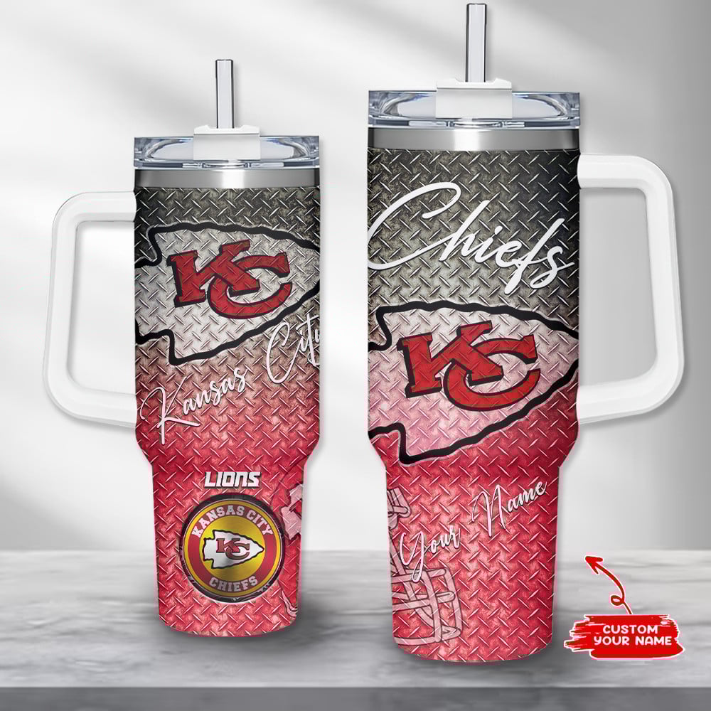 Kansas City Chiefs NFL Custom Stanley Quencher 40oz Stainless Steel Tumbler With Handle