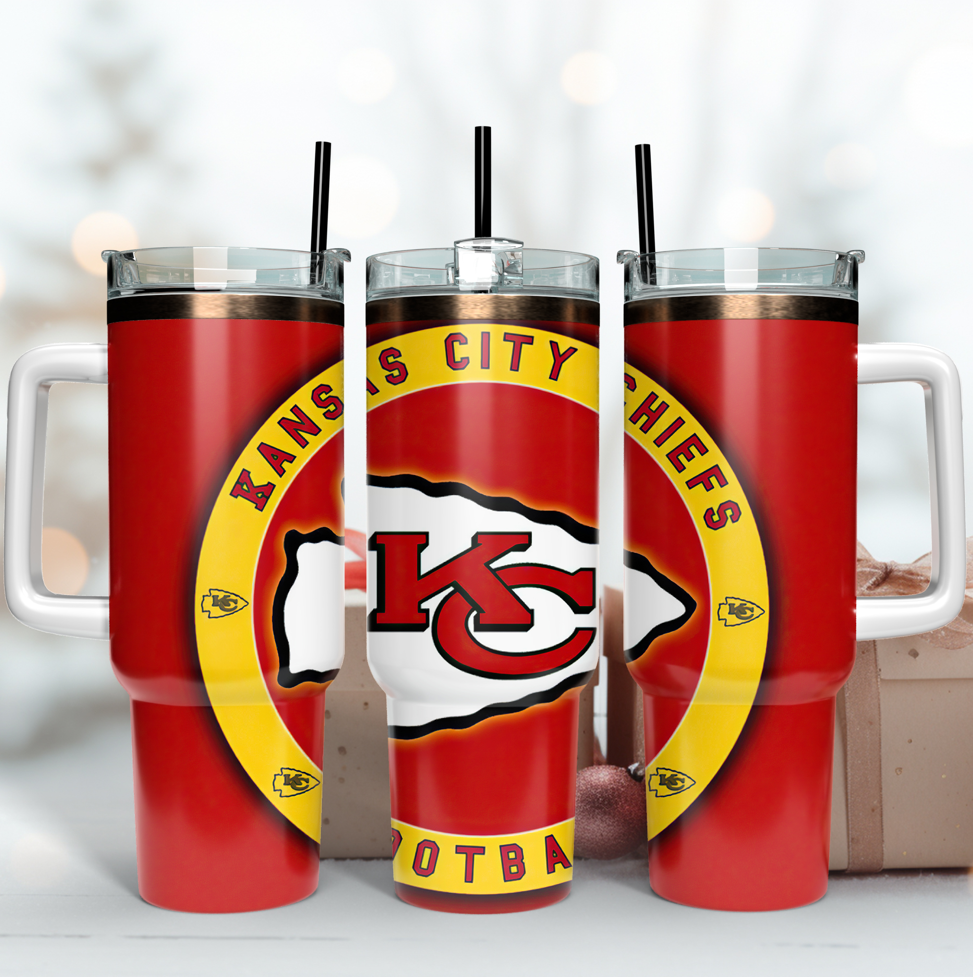 Kansas City Chiefs NFL Custom Stanley Quencher 40oz Stainless Steel Tumbler With Handle