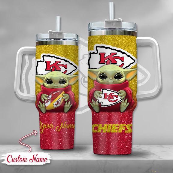 Kansas City Chiefs NFL Custom Stanley Quencher 40oz Stainless Steel Tumbler With Handle