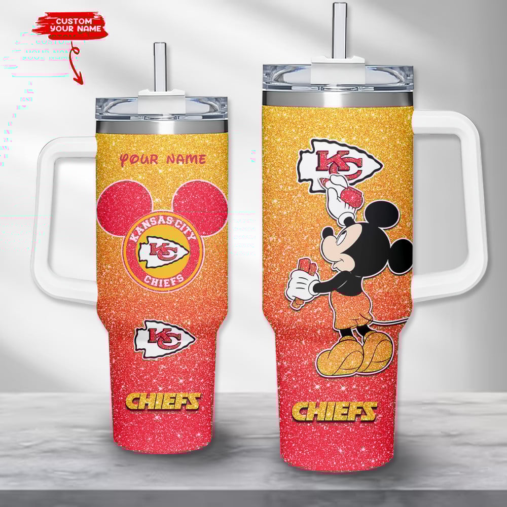 Kansas City Chiefs NFL Custom Stanley Quencher 40oz Stainless Steel Tumbler With Handle