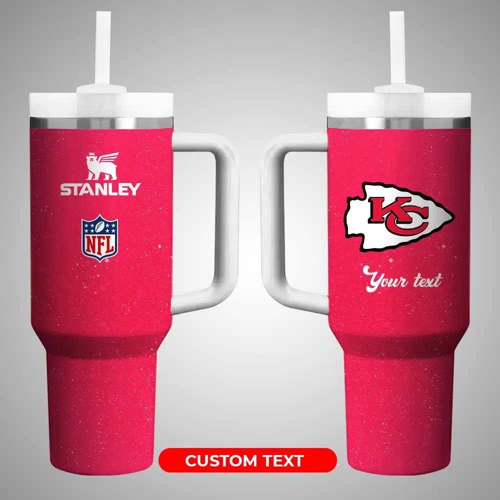 Kansas City Chiefs NFL Custom Stanley Quencher 40oz Stainless Steel Tumbler With Handle