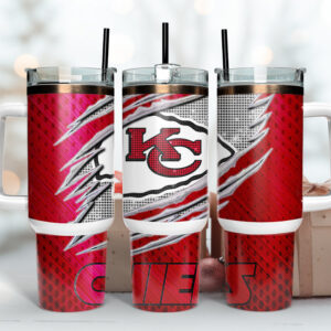 Kansas City Chiefs NFL Custom Stanley Quencher 40oz Stainless Steel Tumbler With Handle