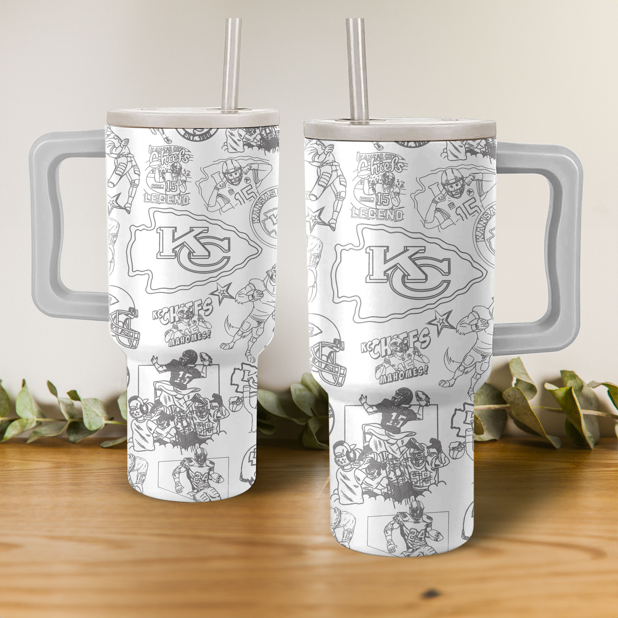 Kansas City Chiefs NFL Custom Stanley Quencher 40oz Stainless Steel Tumbler With Handle