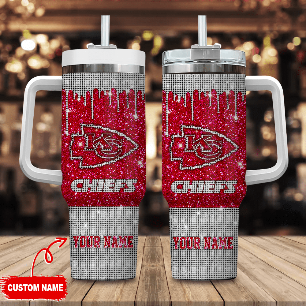 Kansas City Chiefs NFL Custom Stanley Quencher 40oz Stainless Steel Tumbler With Handle