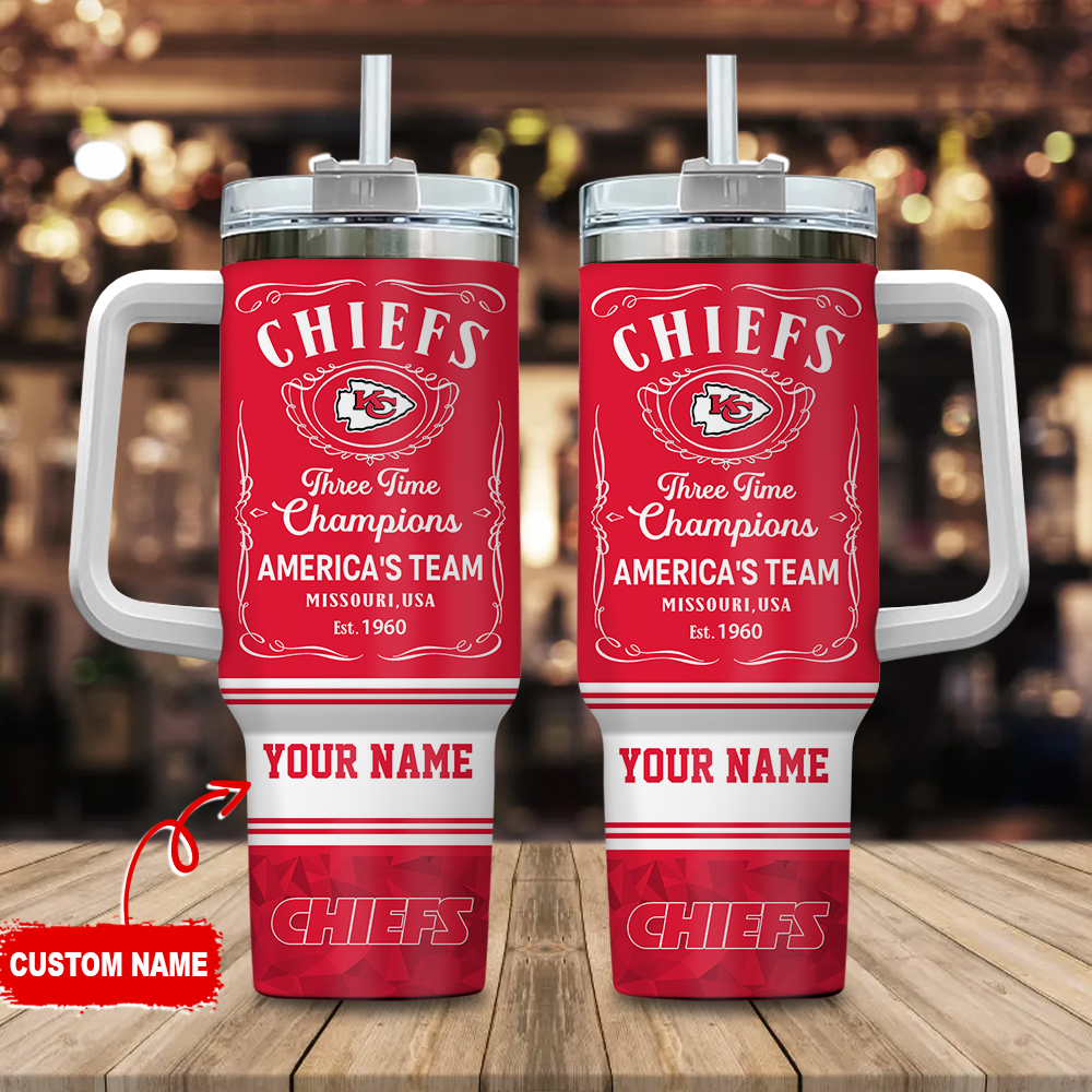 Kansas City Chiefs NFL Custom Stanley Quencher 40oz Stainless Steel Tumbler With Handle