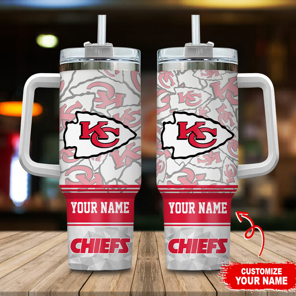 Kansas City Chiefs NFL Custom Stanley Quencher 40oz Stainless Steel Tumbler With Handle