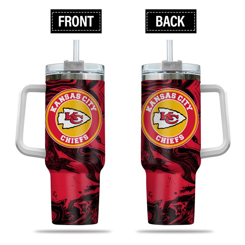 Kansas City Chiefs NFL Custom Stanley Quencher 40oz Stainless Steel Tumbler With Handle