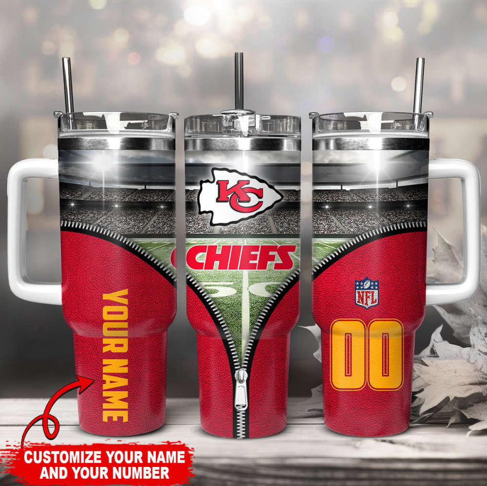 Kansas City Chiefs NFL Custom Stanley Quencher 40oz Stainless Steel Tumbler With Handle