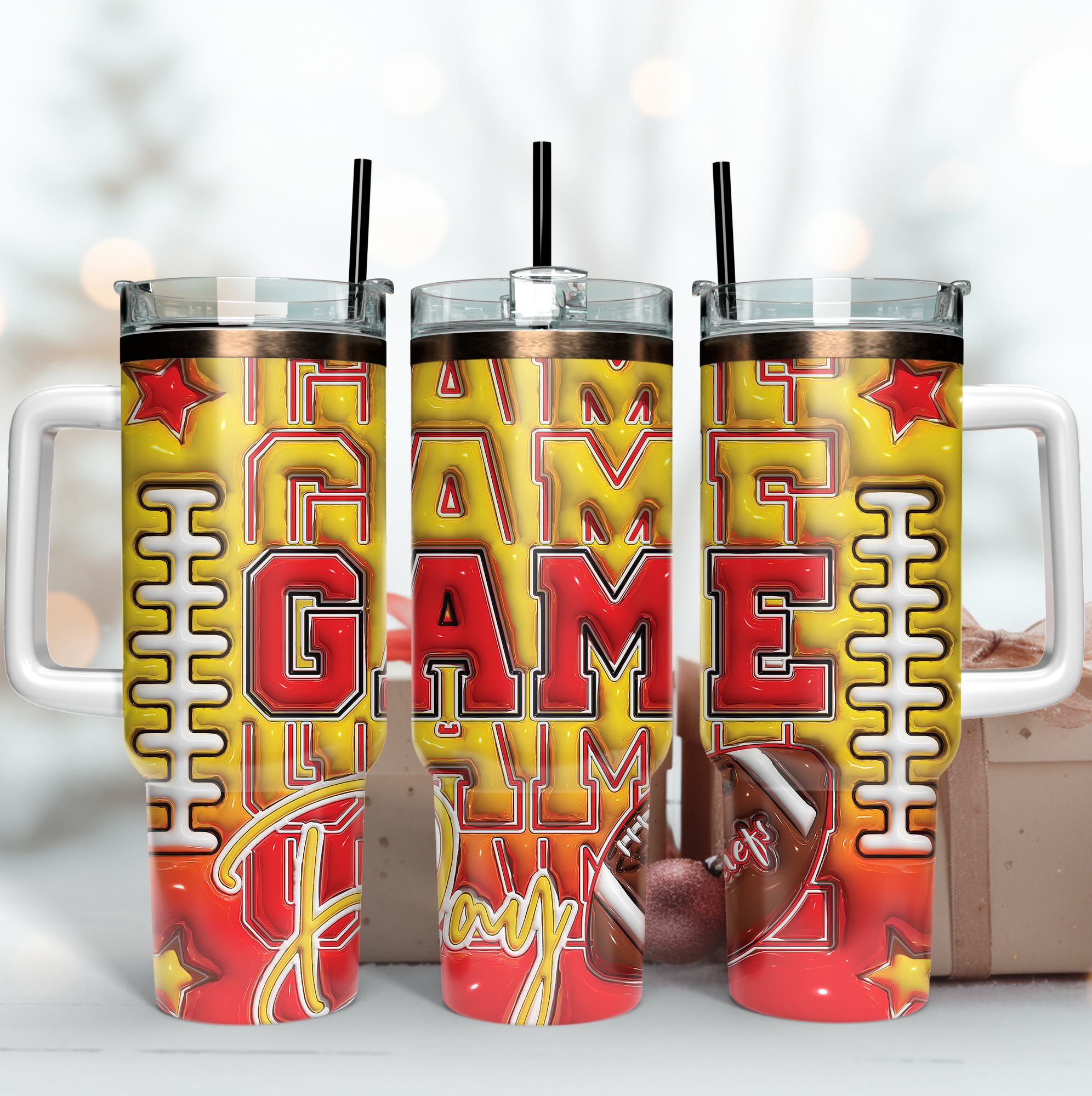 Kansas City Chiefs NFL Game Day Custom Stanley Quencher 40oz Stainless Steel Tumbler With Handle