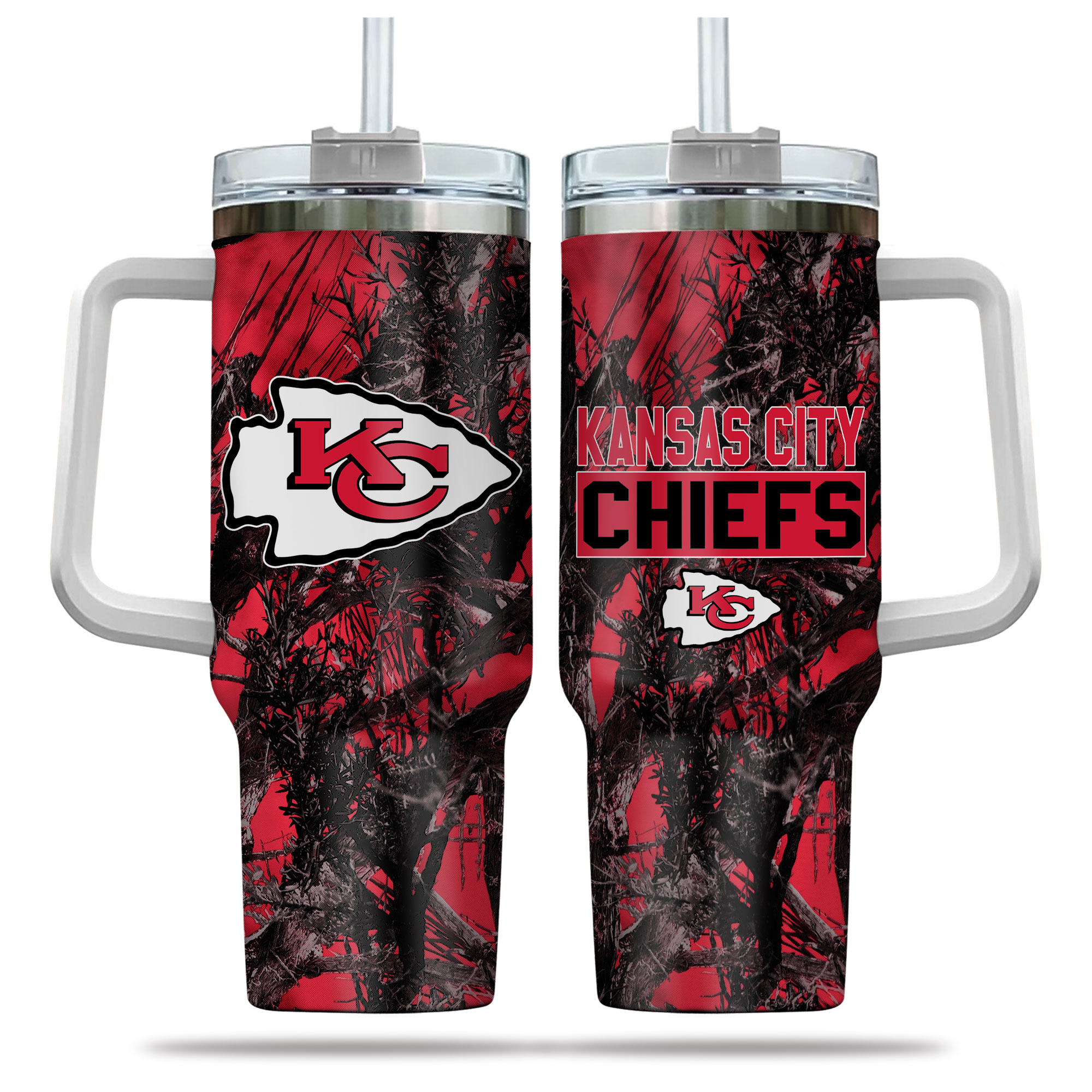 Kansas City Chiefs NFL Hunting Custom Stanley Quencher 40oz Stainless Steel Tumbler With Handle