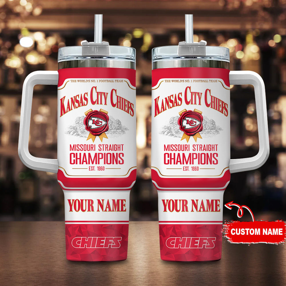 Kansas City Chiefs NFL Jim Beam Custom Stanley Quencher 40oz Stainless Steel Tumbler With Handle