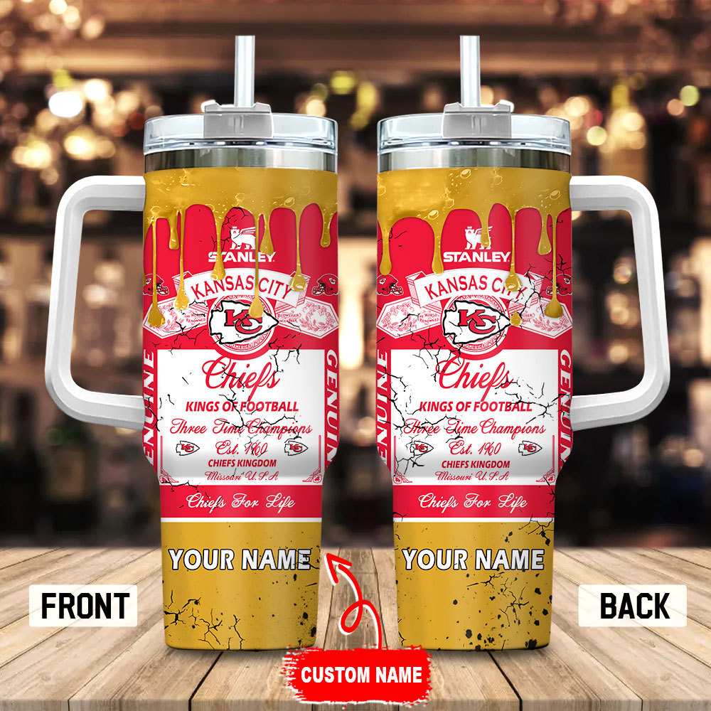 Kansas City Chiefs NFL Kings Of Football Custom Stanley Quencher 40oz Stainless Steel Tumbler With Handle