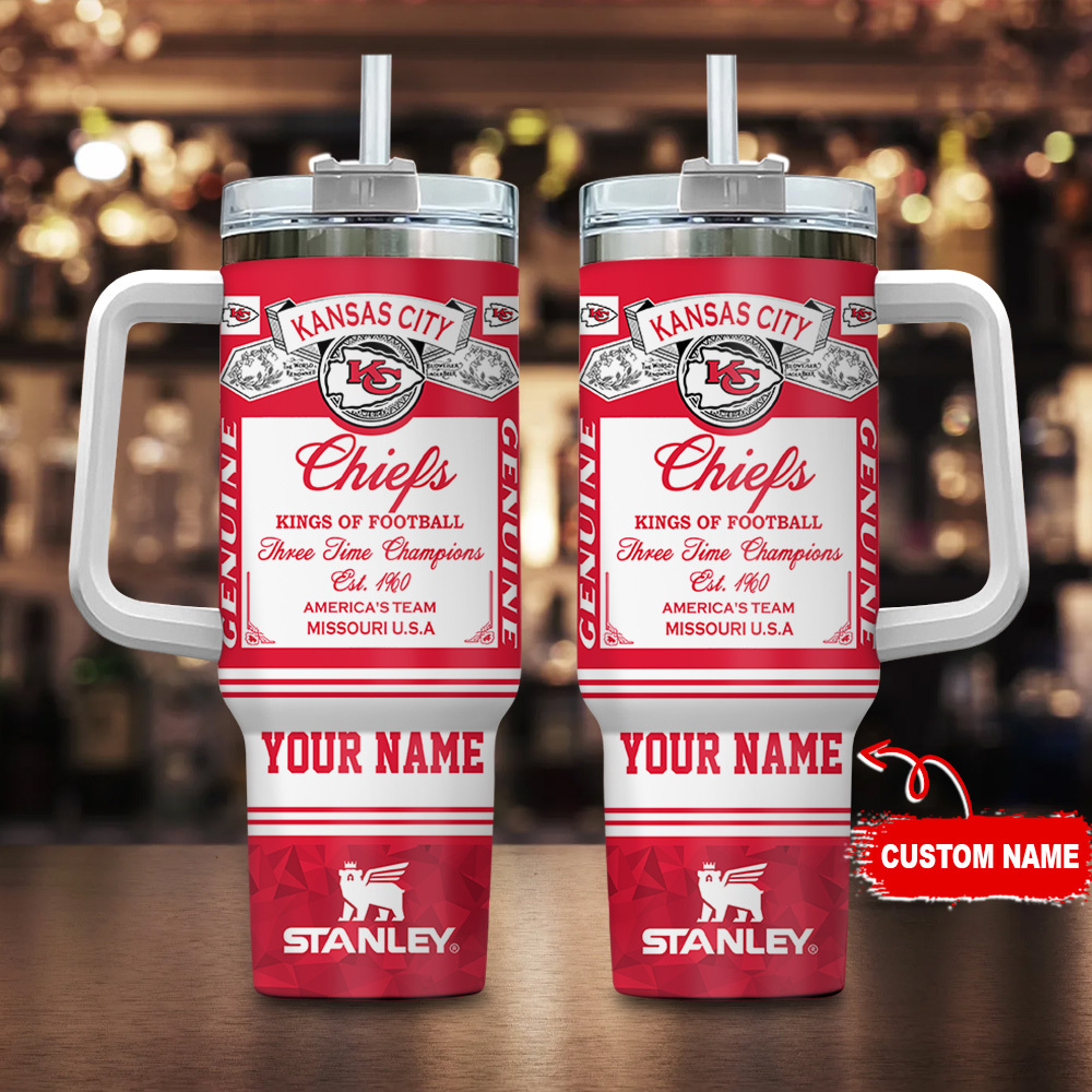 Kansas City Chiefs NFL Kings Of Football Custom Stanley Quencher 40oz Stainless Steel Tumbler With Handle