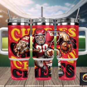 Kansas City Chiefs NFL Mascot Custom Stanley Quencher 40oz Stainless Steel Tumbler With Handle