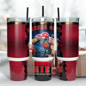 Kansas City Chiefs NFL Mascot Custom Stanley Quencher 40oz Stainless Steel Tumbler With Handle