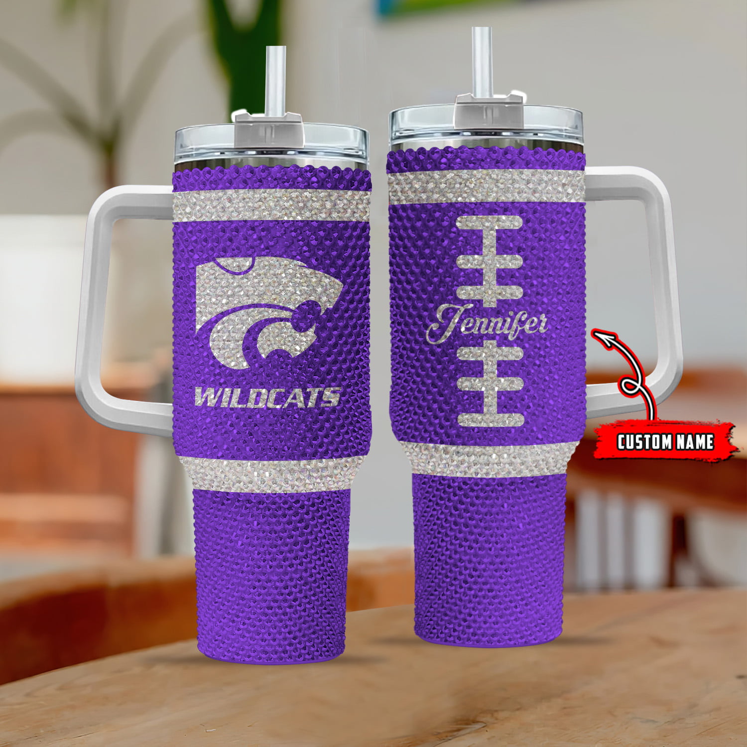 Kansas State Wildcats NCAA Custom Stanley Quencher 40oz Stainless Steel Tumbler With Handle