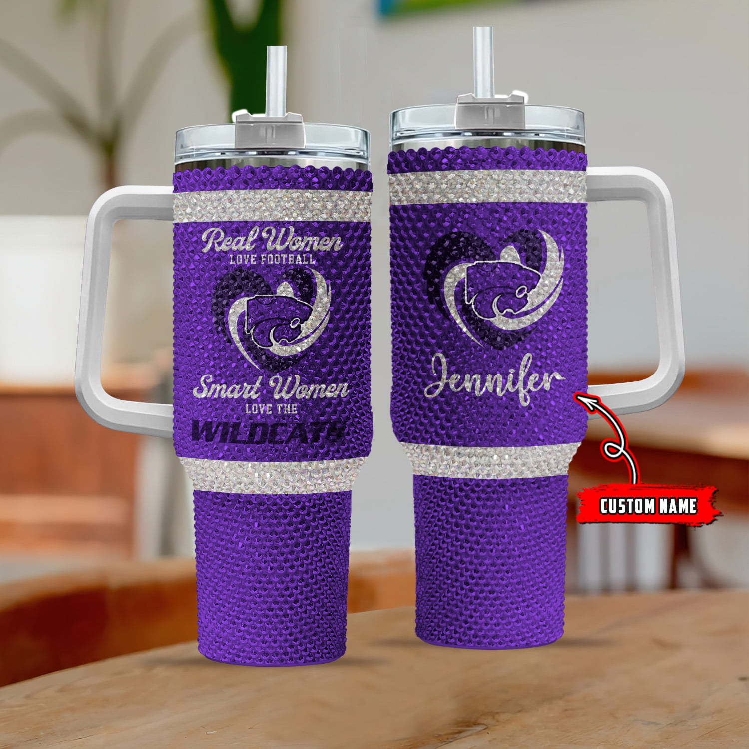 Kansas State Wildcats NCAA Custom Stanley Quencher 40oz Stainless Steel Tumbler With Handle
