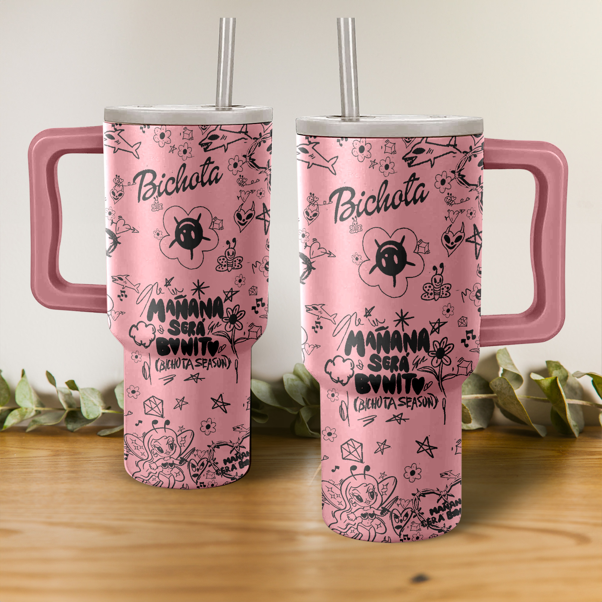 Karol G Bichota Music Custom Stanley Quencher 40oz Stainless Steel Tumbler With Handle