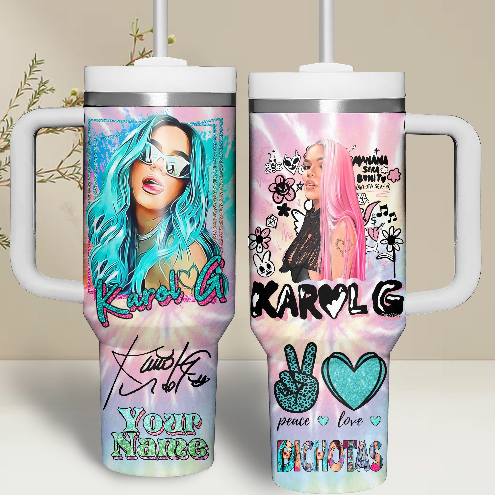 Karol G Music Custom Stanley Quencher 40oz Stainless Steel Tumbler With Handle