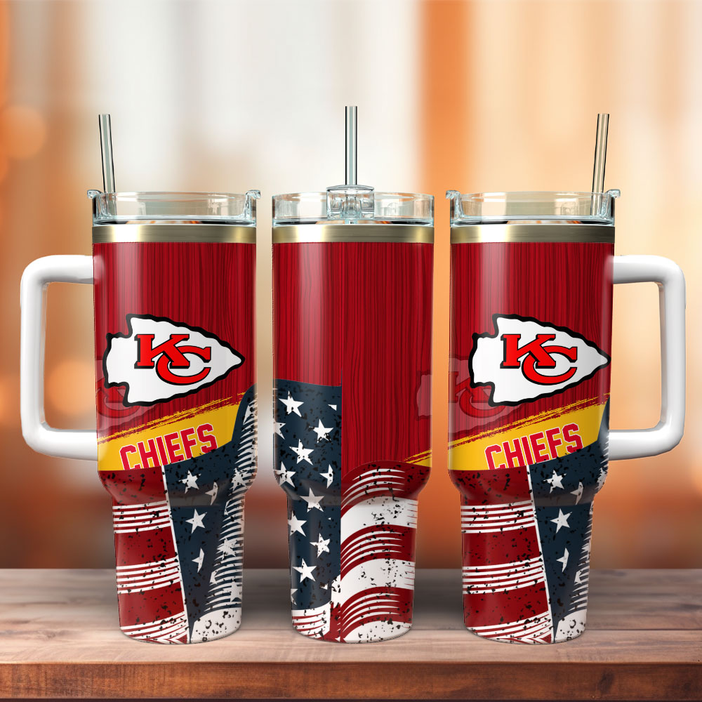 KC Chiefs Football NFL Sport Custom Stanley Quencher 40oz Stainless Steel Tumbler With Handle
