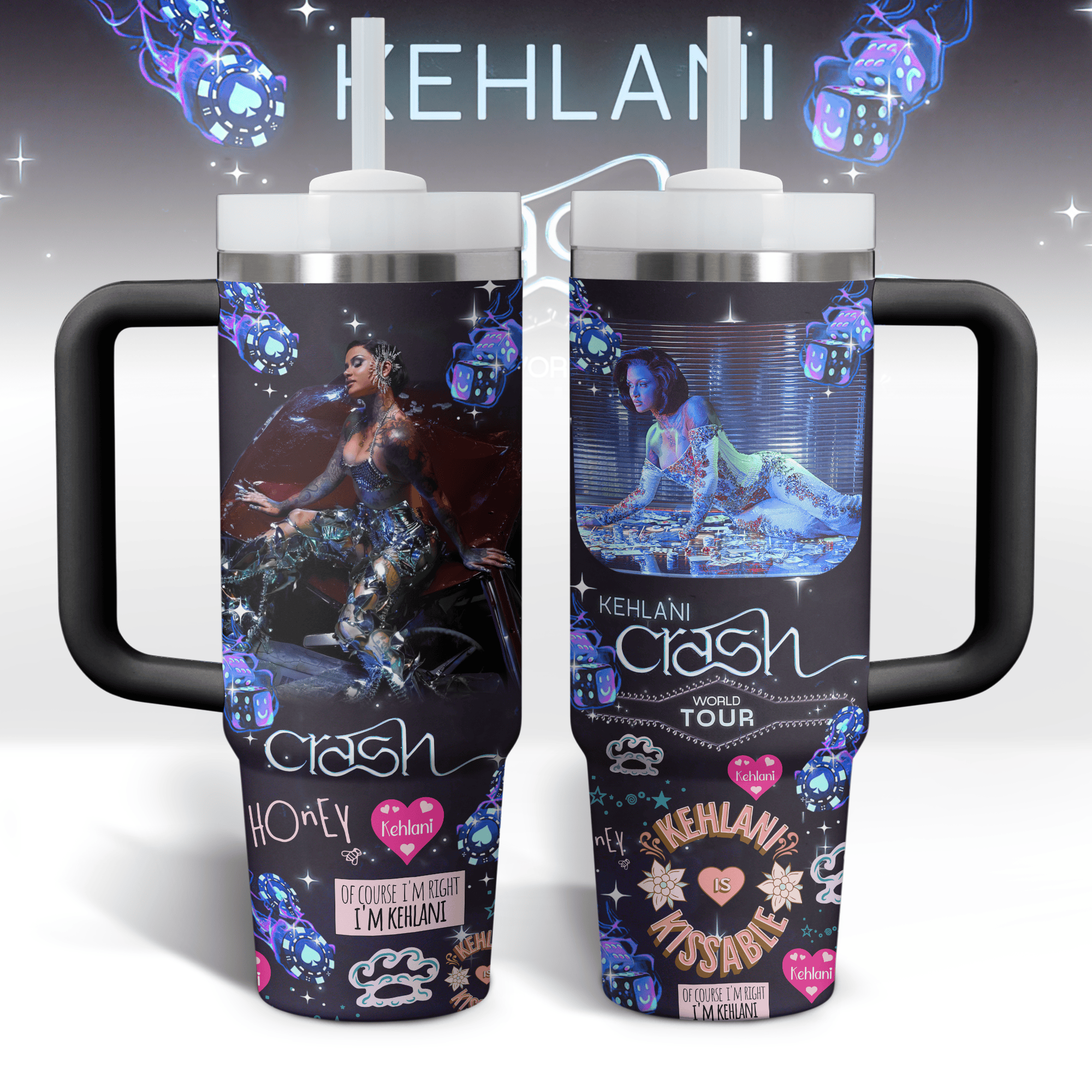 Kehlani Music Custom Stanley Quencher 40oz Stainless Steel Tumbler With Handle
