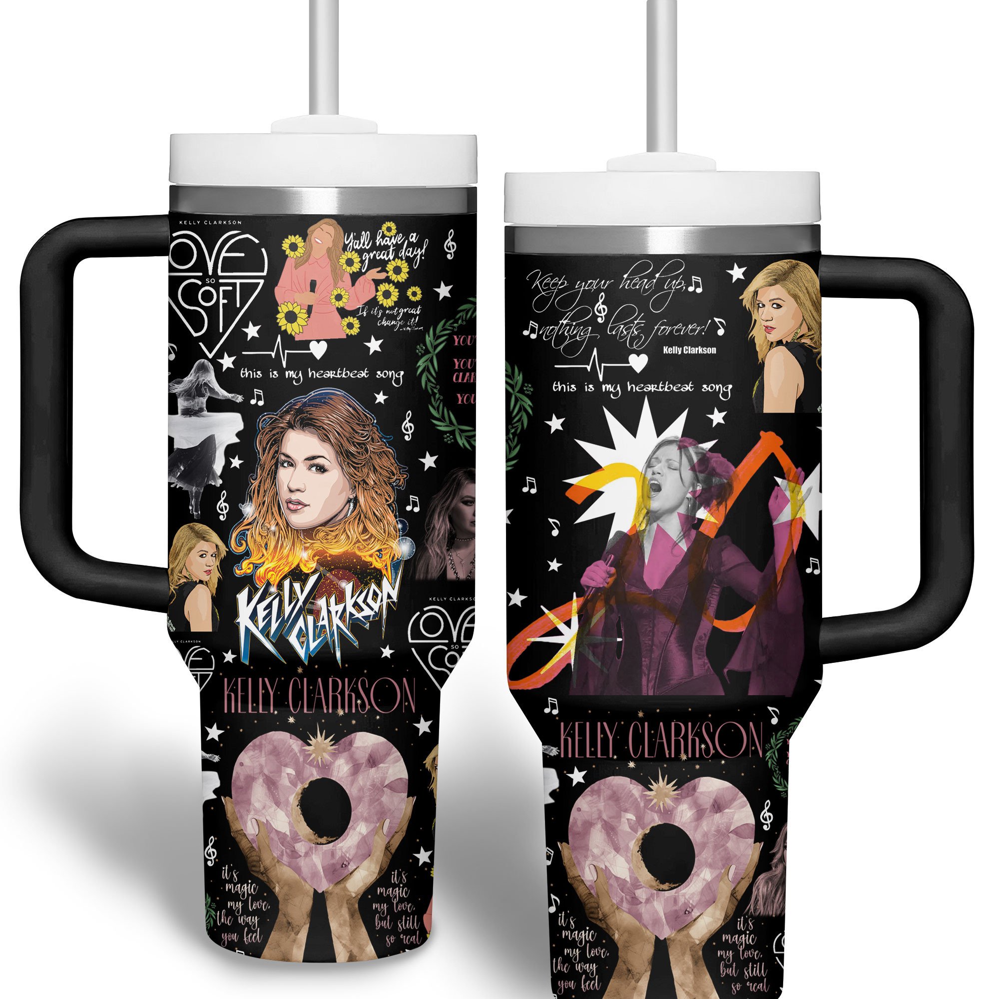 Kelly Clarkson Music Custom Stanley Quencher 40oz Stainless Steel Tumbler With Handle