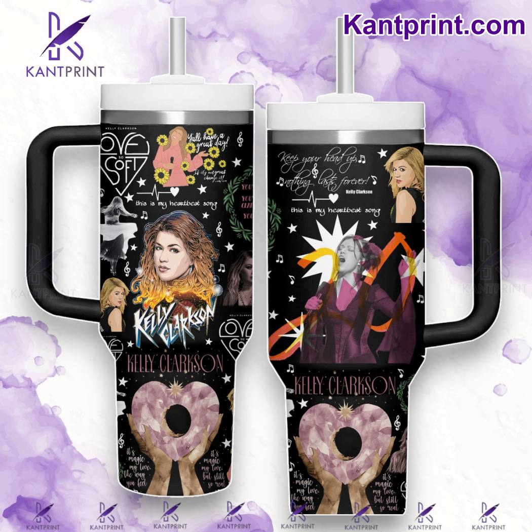 Kelly Clarkson Music Custom Stanley Quencher 40oz Stainless Steel Tumbler With Handle