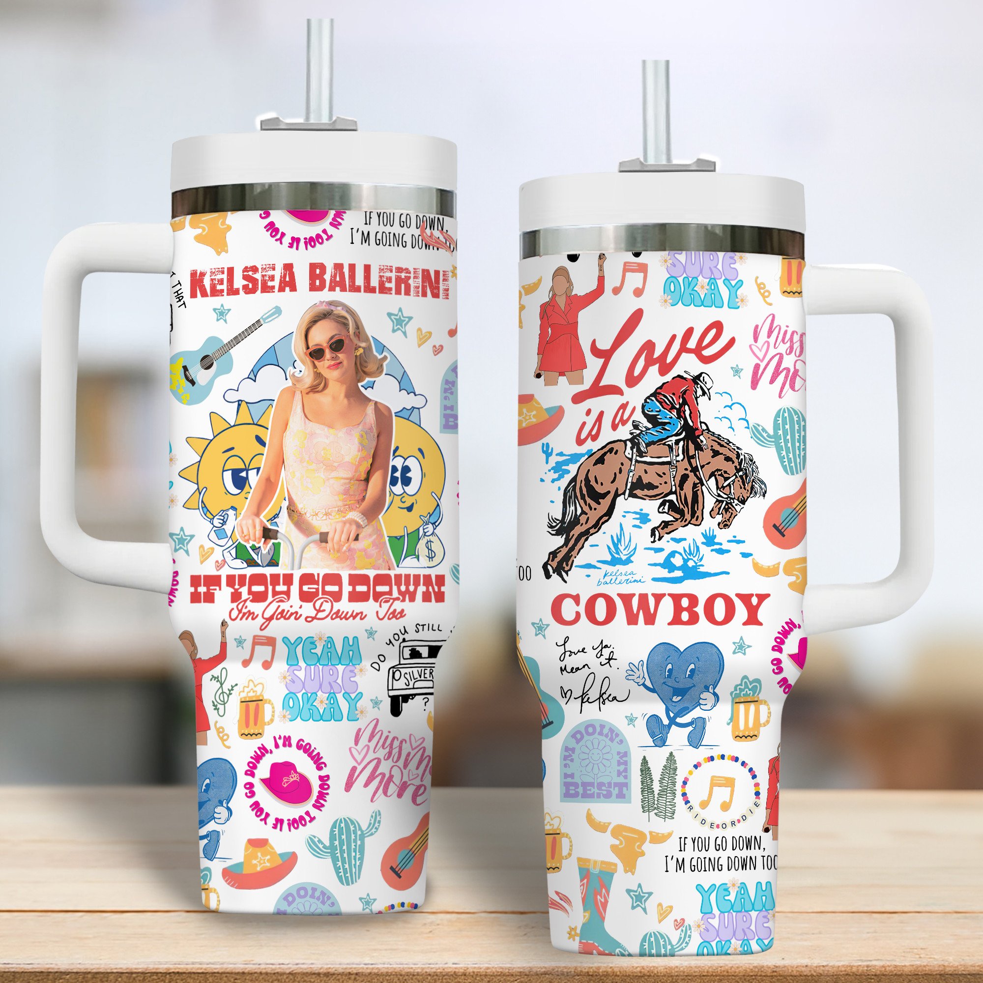 Kelsea Ballerini Music Custom Stanley Quencher 40oz Stainless Steel Tumbler With Handle