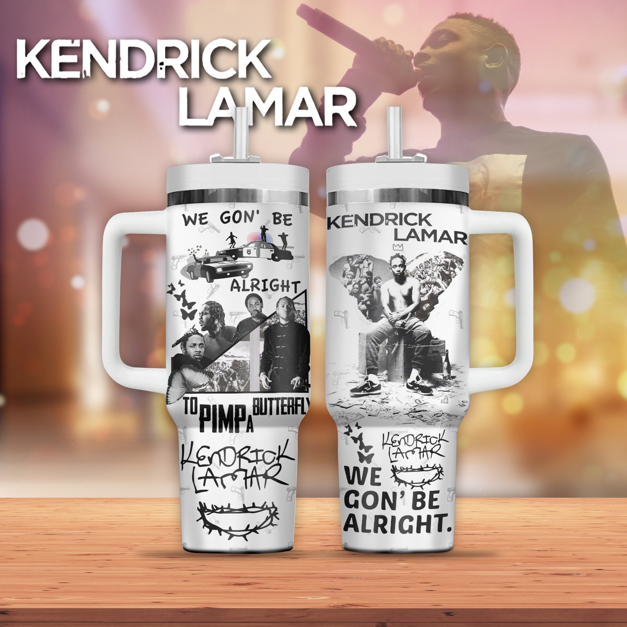 Kendrick Lamar Music Custom Stanley Quencher 40oz Stainless Steel Tumbler With Handle
