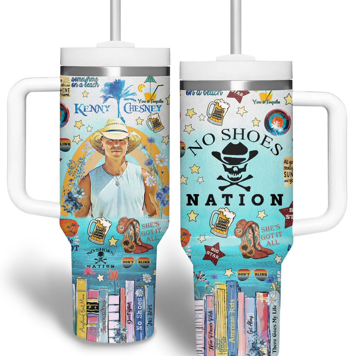 Kenny Chesney Music Custom Stanley Quencher 40oz Stainless Steel Tumbler With Handle