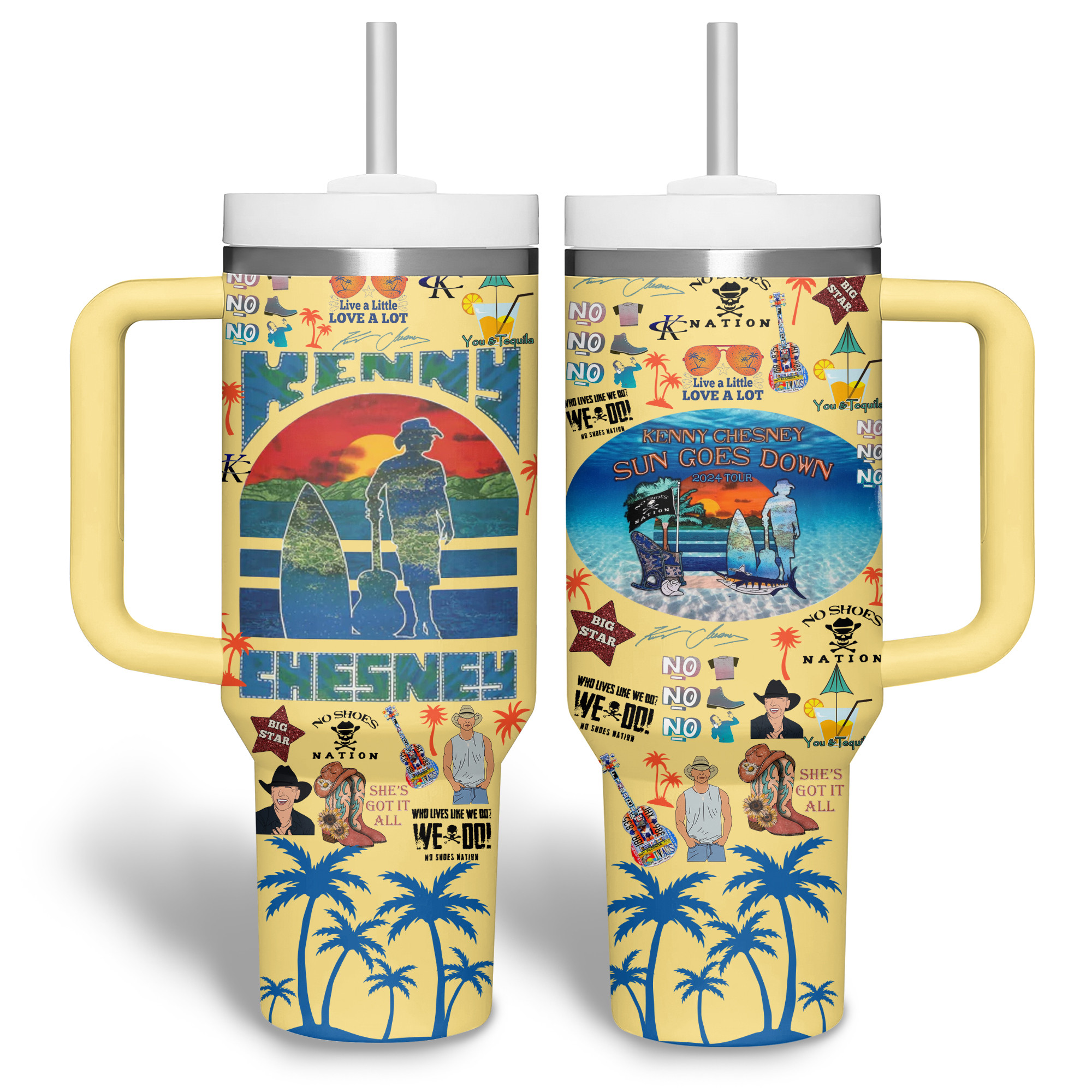Kenny Chesney Music Custom Stanley Quencher 40oz Stainless Steel Tumbler With Handle