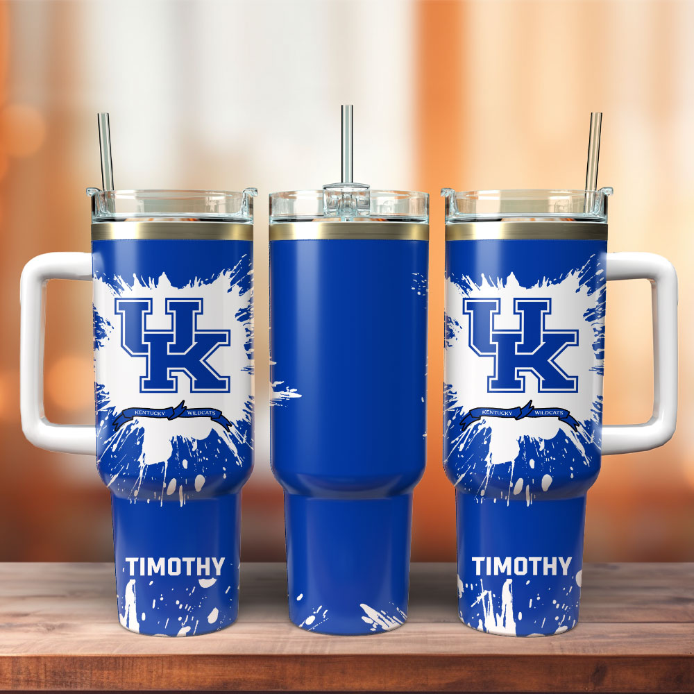 Kentucky Wildcats Basketball NCAA Custom Stanley Quencher 40oz Stainless Steel Tumbler With Handle