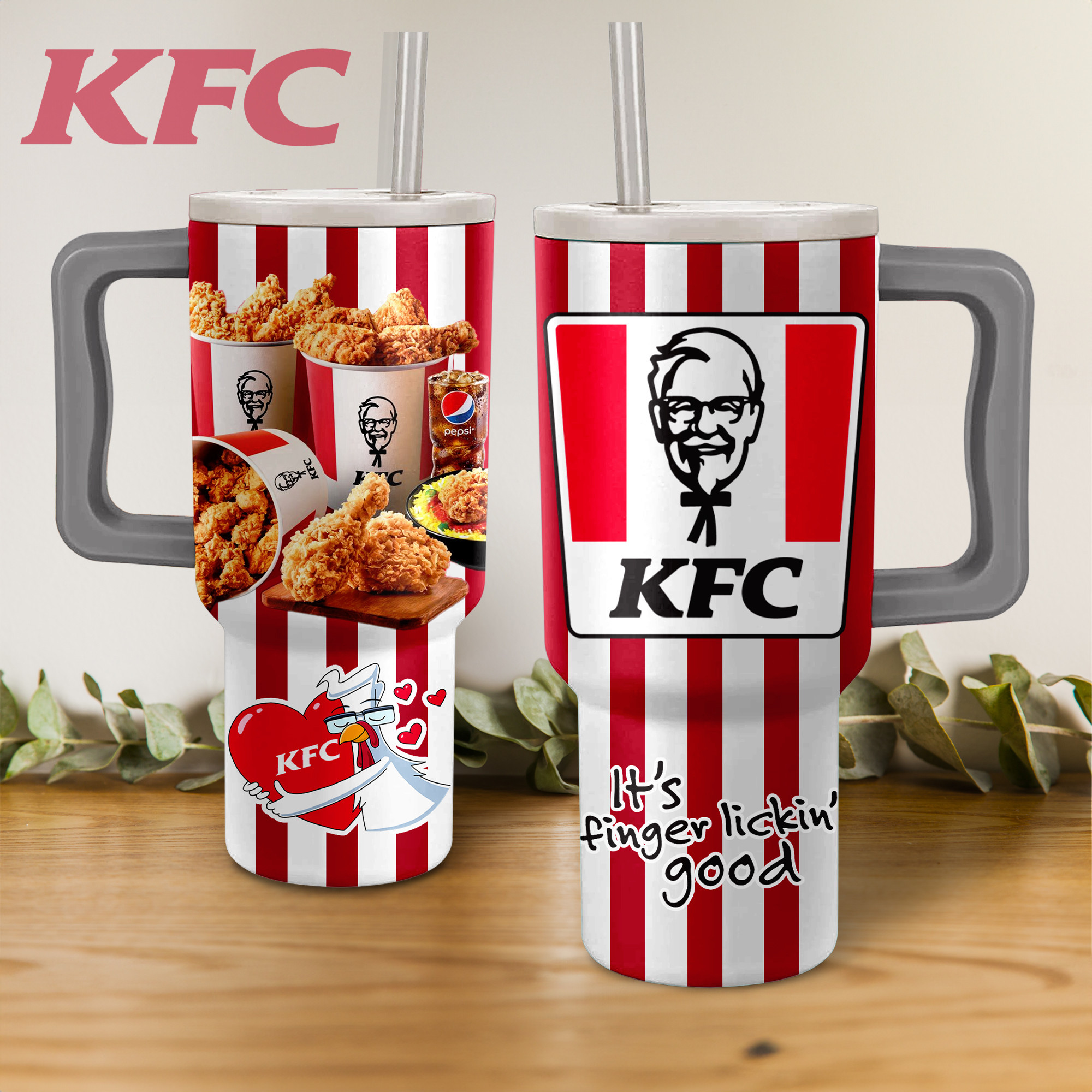 KFC Finger Lickin' Good Custom Stanley Quencher 40oz Stainless Steel Tumbler With Handle