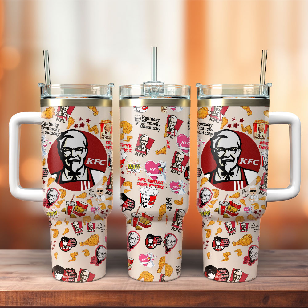 KFC Food Custom Stanley Quencher 40oz Stainless Steel Tumbler With Handle
