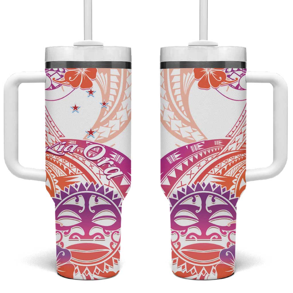 Kia Ora Maori New Zealand Pastel Sun Ta Moko Sunset Custom Stanley Quencher 40oz Stainless Steel Tumbler With Handle
