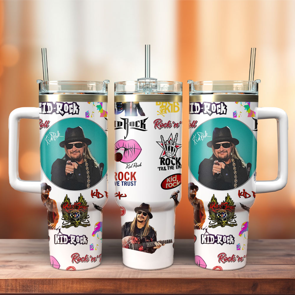 Kid Rock Music Custom Stanley Quencher 40oz Stainless Steel Tumbler With Handle