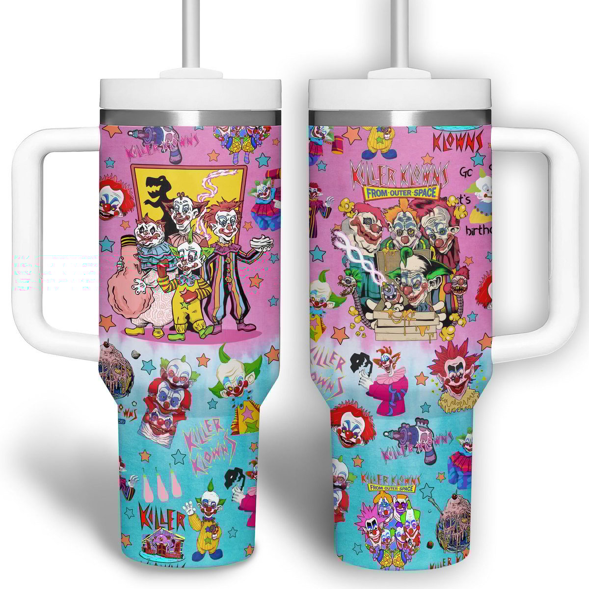 Killer Klowns from Outer Space Movies Custom Stanley Quencher 40oz Stainless Steel Tumbler With Handle