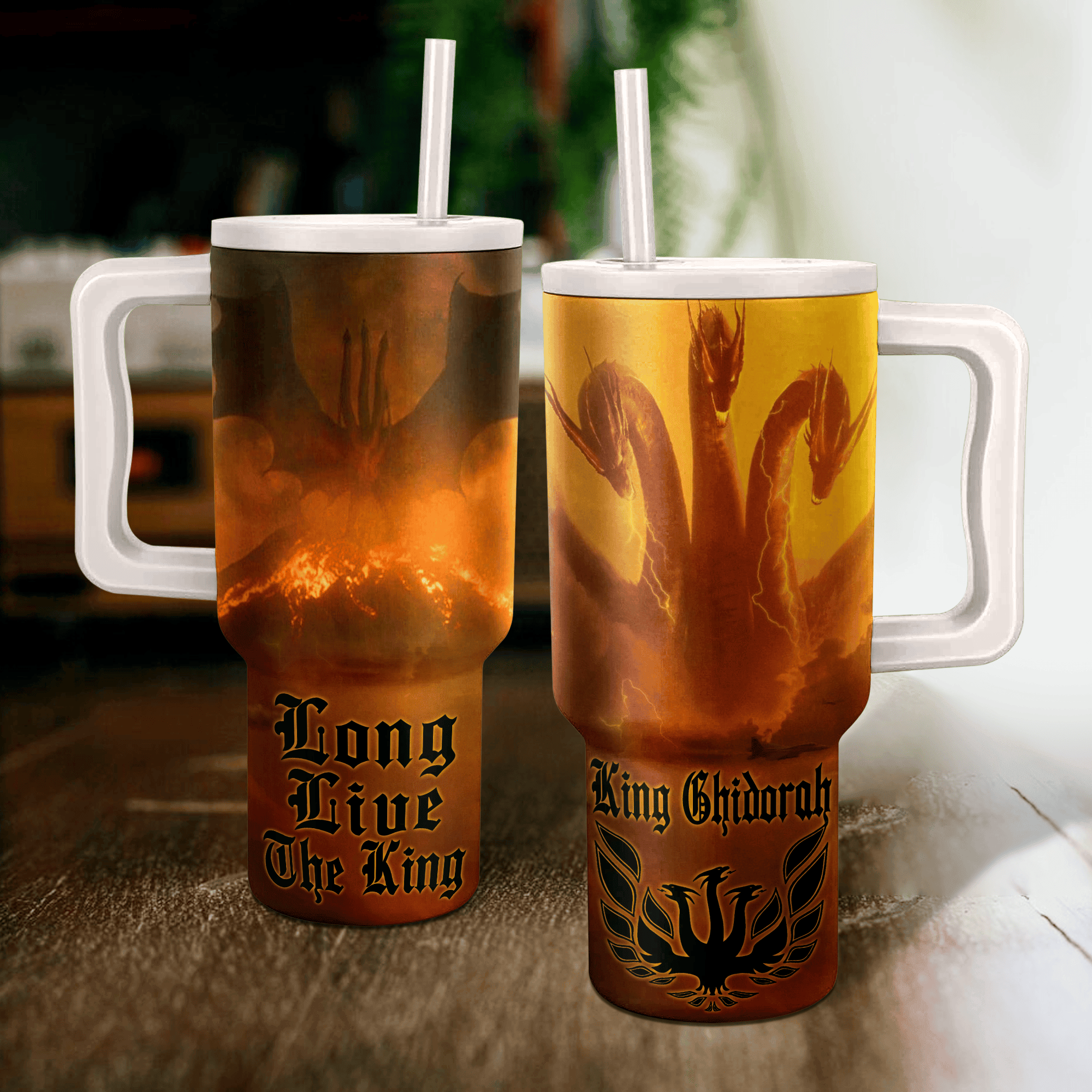 King Ghidorah Movies Custom Stanley Quencher 40oz Stainless Steel Tumbler With Handle
