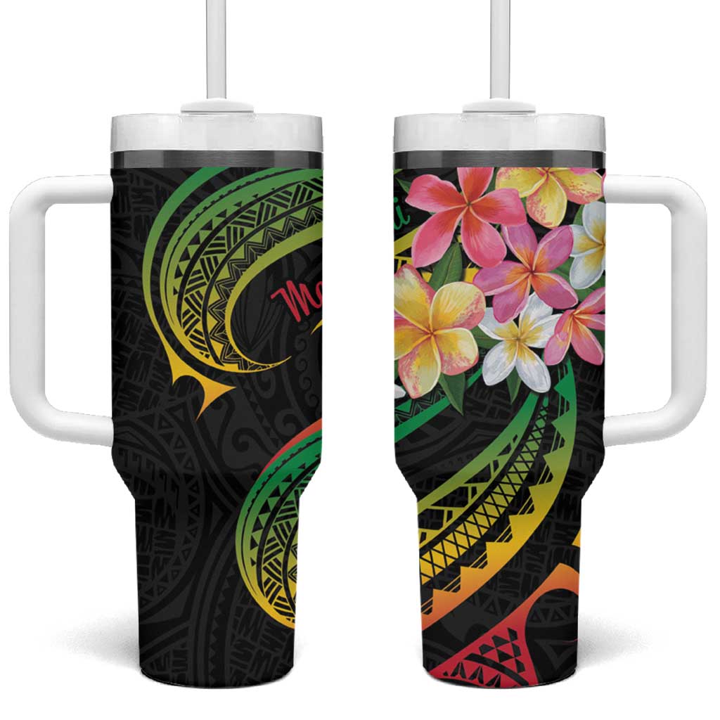 Kiribati Red Jasmine Mango Reggae Polynesian Art Custom Stanley Quencher 40oz Stainless Steel Tumbler With Handle