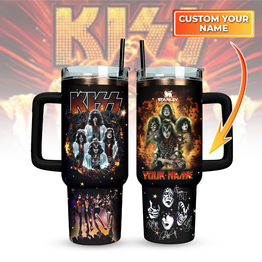 KISS band Custom Stanley Quencher 40oz Stainless Steel Tumbler With Handle