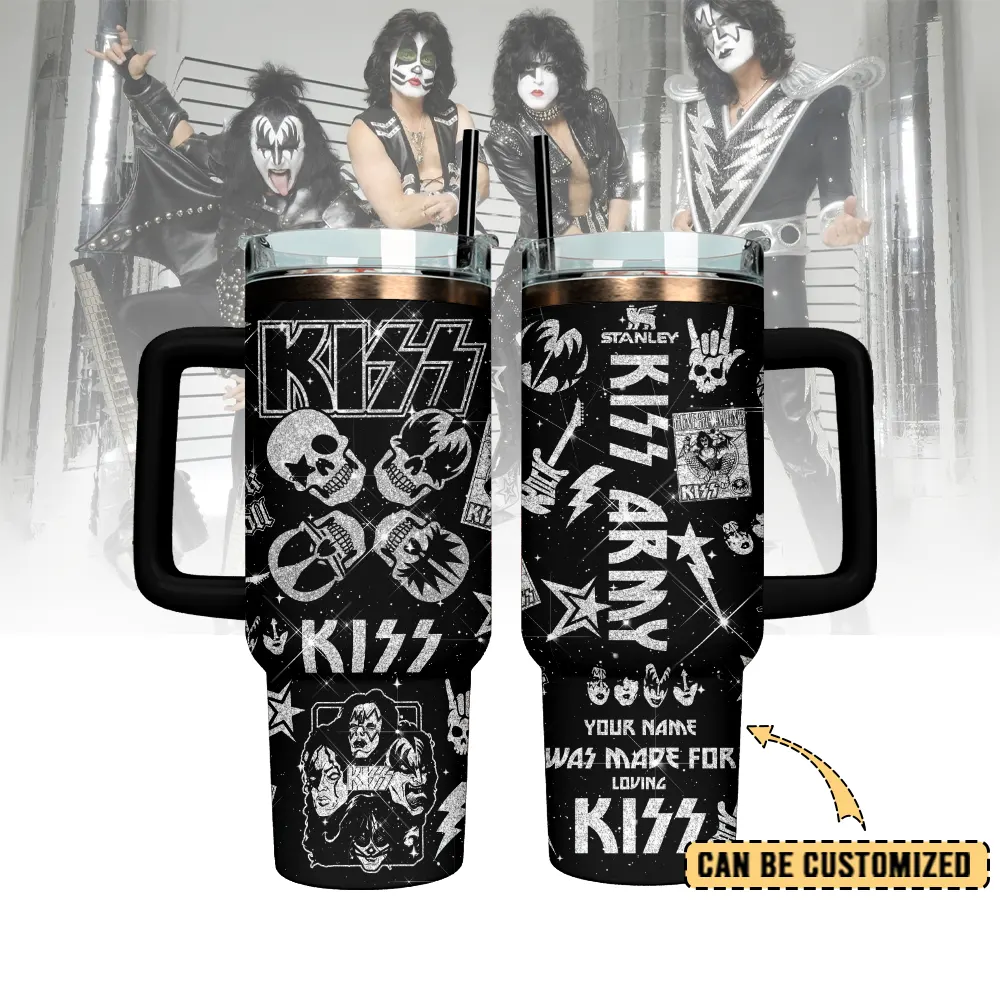 KISS Band Custom Stanley Quencher 40oz Stainless Steel Tumbler With Handle