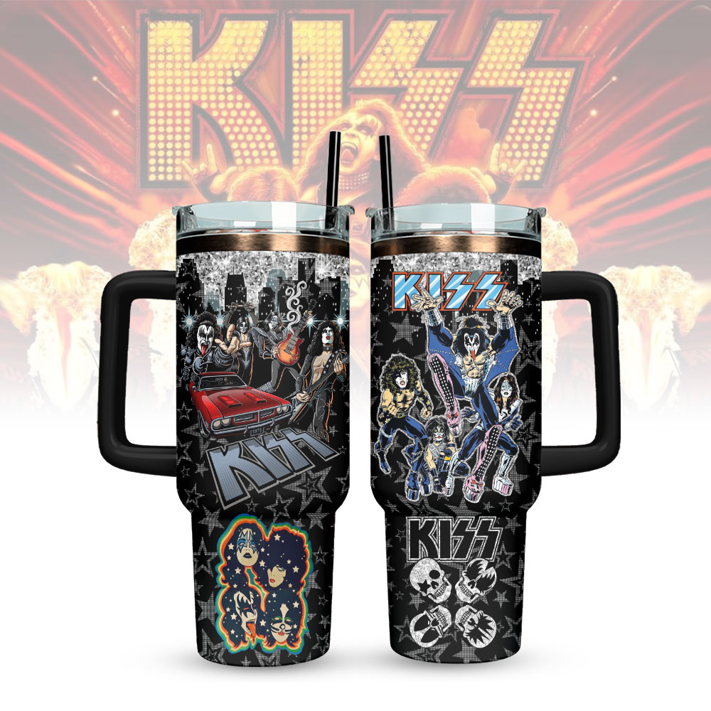KISS Band Custom Stanley Quencher 40oz Stainless Steel Tumbler With Handle
