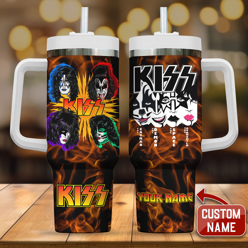 Kiss Band Music Custom Stanley Quencher 40oz Stainless Steel Tumbler With Handle