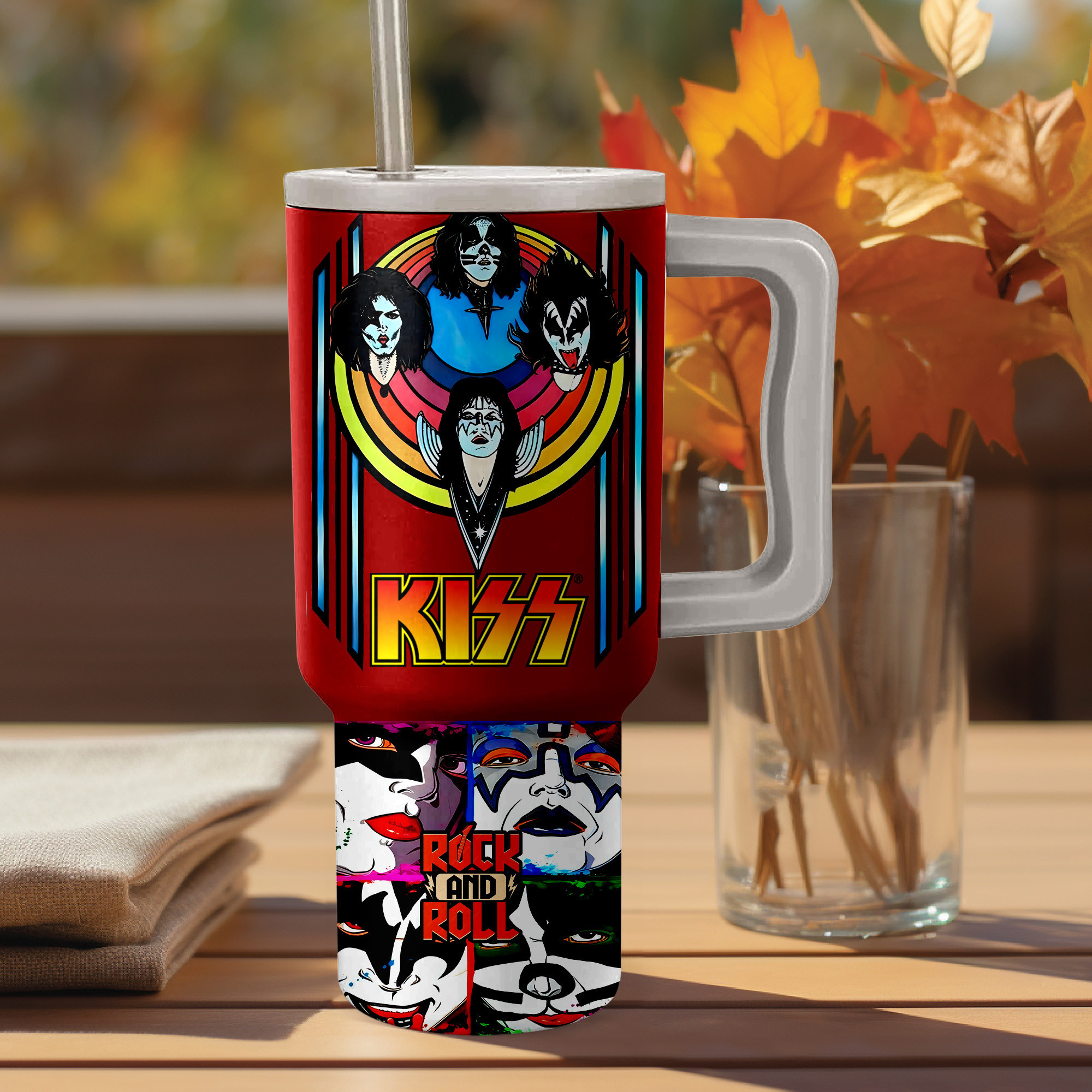 Kiss Band Music Custom Stanley Quencher 40oz Stainless Steel Tumbler With Handle